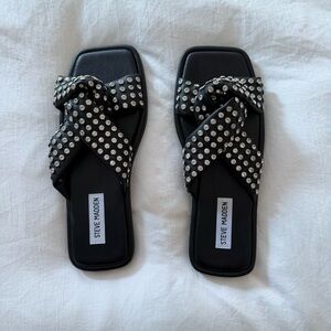 Steve Madden Black and Silver Studded Sandals